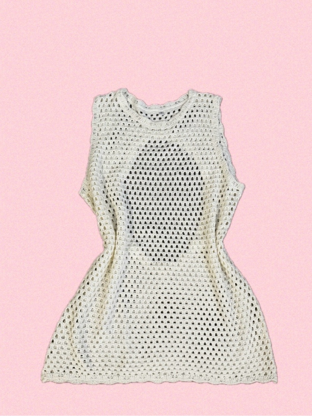 White Crochet Sleeveless Beach Cover-Up